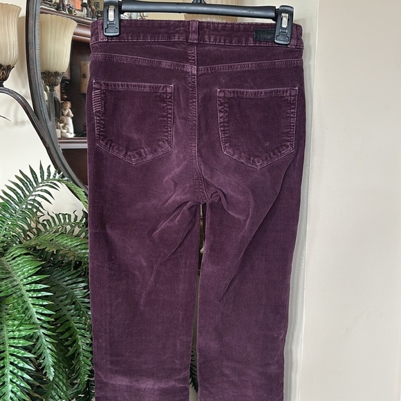 Paige Corduroy High Rise Lou Lou Pants Boot Cut Flare Burgundy Fall Tall Long - Picture 10 of 16